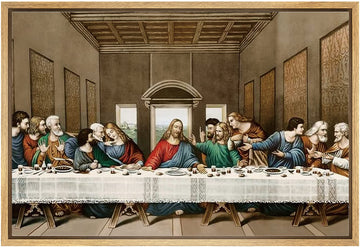 Framed Canvas Print Wall Art The Last Supper by Leonardo da Vinci Coastal Historic Illustrations Renaissance