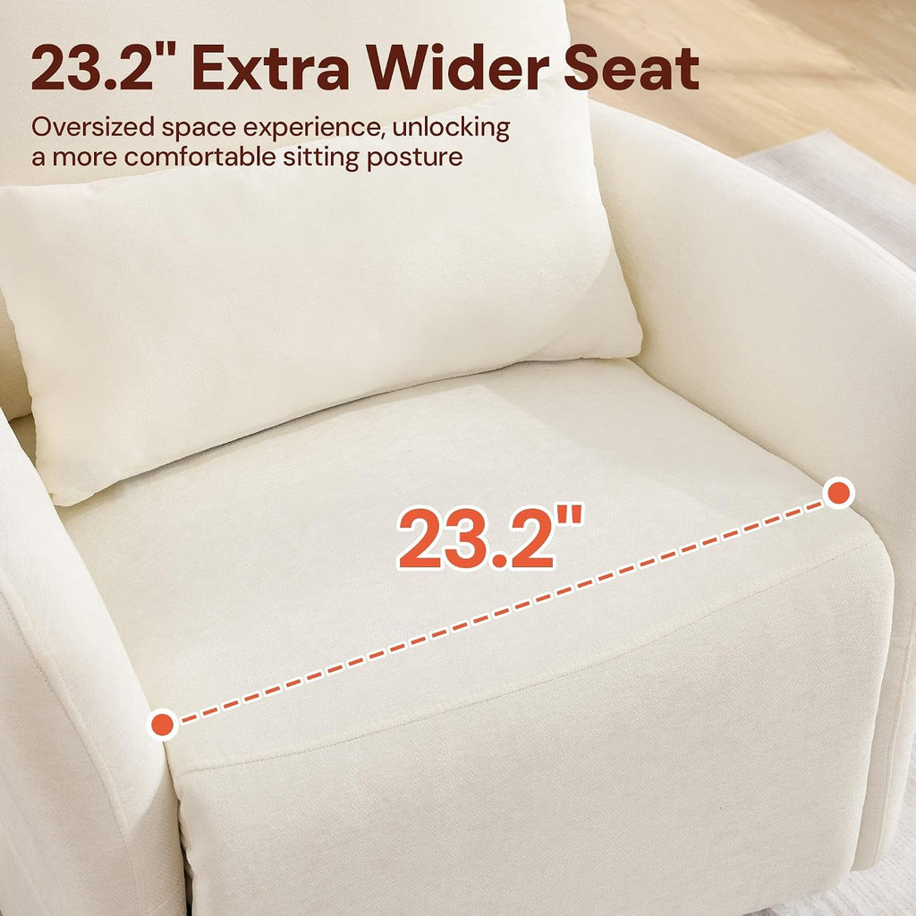 Power Swivel Rocker Recliner Chair, Electric Nursery Rocking Chairs with USB & Type-C Ports, Upholstered 23" Wide