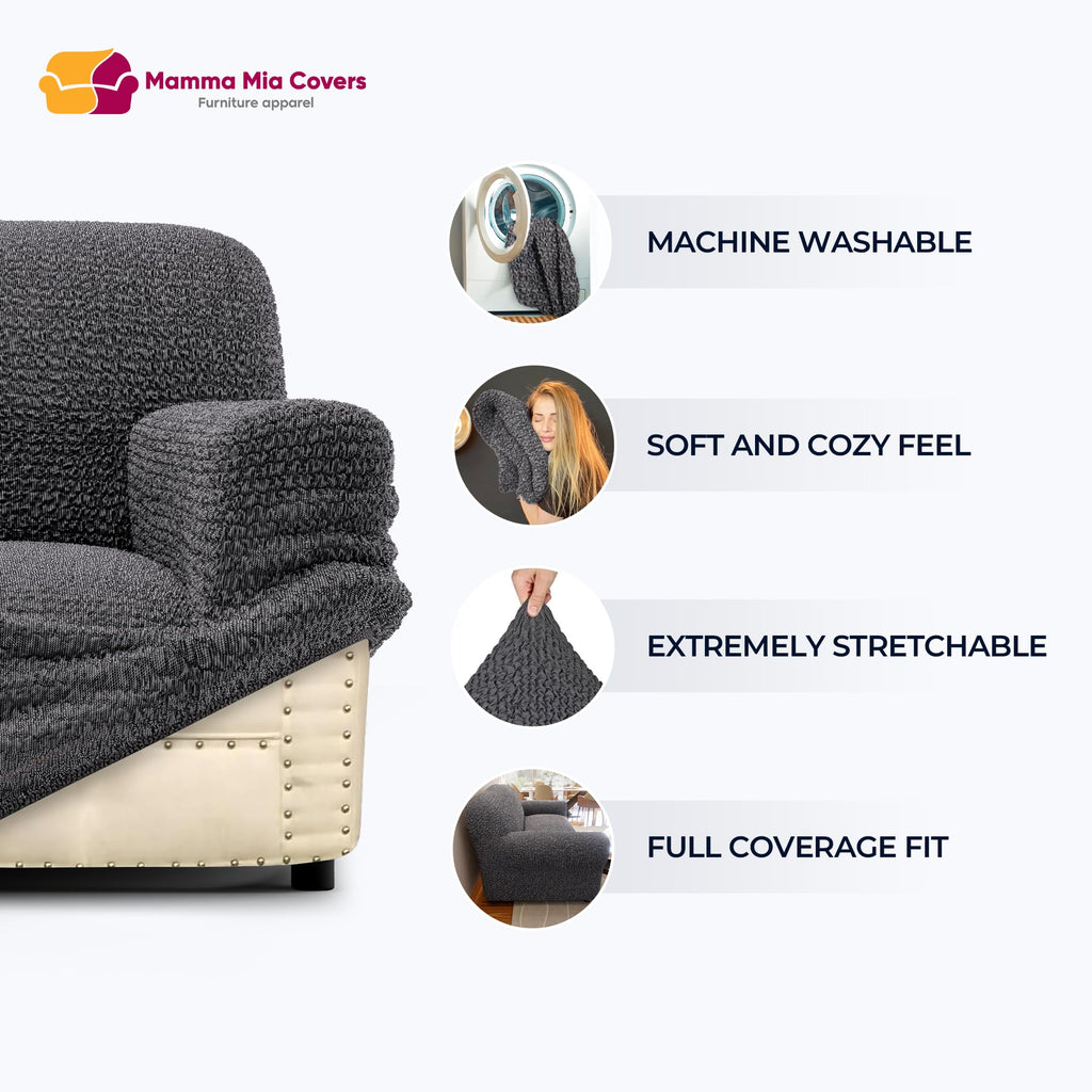 BY GA.I.CO. Loveseat Slipcover - Stretch Couch Cover - Cushion Love Seat Sofa Cover - Soft Polyester Fabric Slipcover