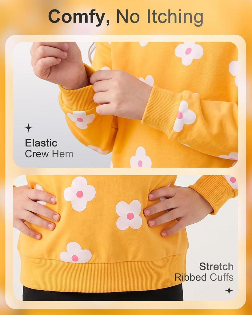Toddler Girls Crewneck Sweatshirt Pullover Long Sleeve Shirt Cotton Tops