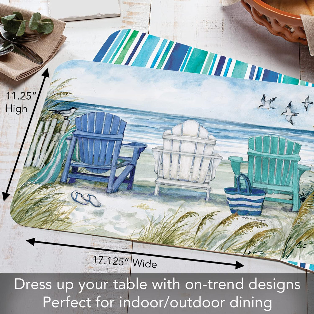 Chairs By The Sea Reversible Easy Care Placemat 4 Pack - Set of 4