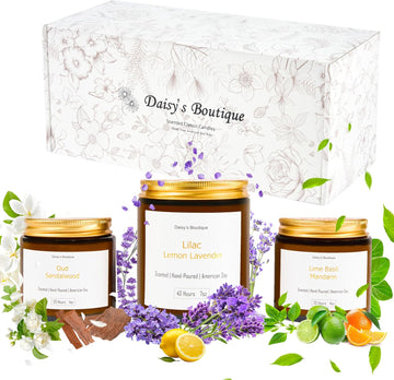Scented Candles Aromatherapy Candle Gift Present Set Soy Wax Long Lasting Gift Birthday Mother's Day Thanksgiving 3 - Set of 3