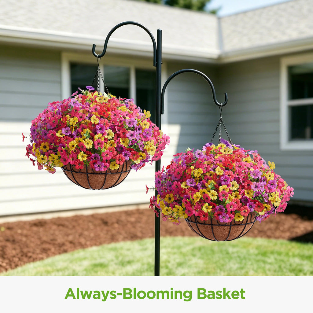 Artificial Hanging Flowers for Outdoors Fake Plants Baskets 4 Hues