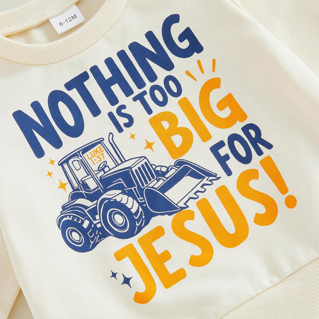 Toddler Baby Boy Fall Outfit Trucks/Tractors Sweatshirt Pants Set