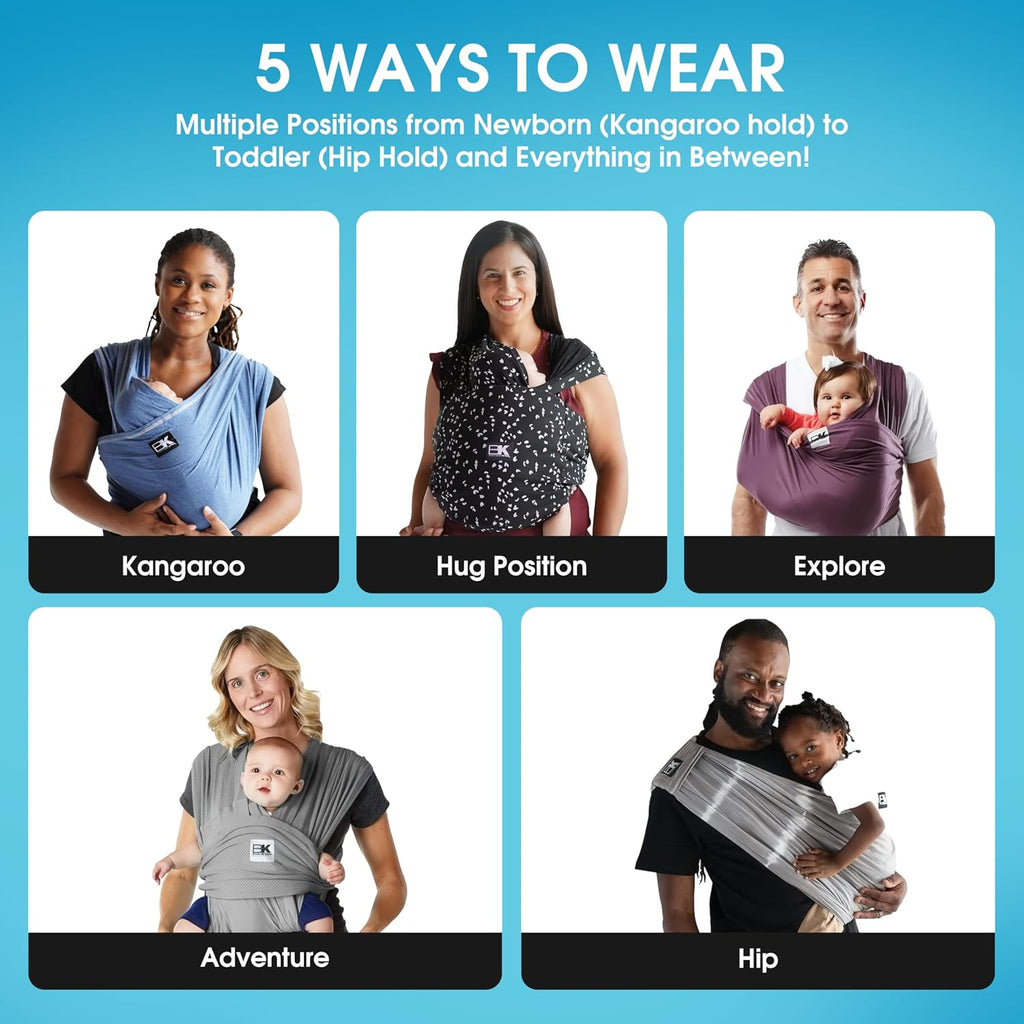 Carrier for Plus and Petite Sizes Easy Pre Wrapped Baby Carrier Sized for You No Adjusting 5 in 1 Infant Sling
