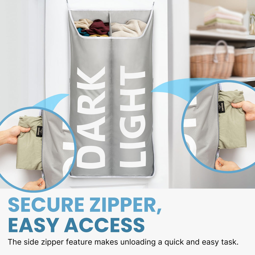 Hanging Laundry Hamper Bag XL 40x22", Space Saving over the Door Storage Bags, Behind the Door Hampers for Dirty