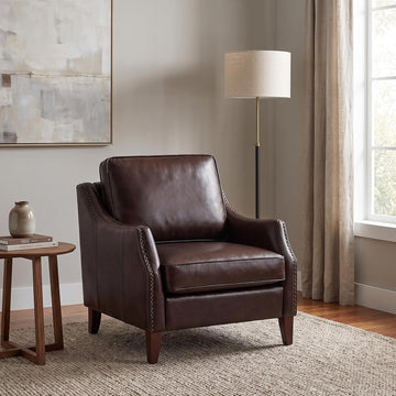 PU Leather Accent Chair, Dark Brown