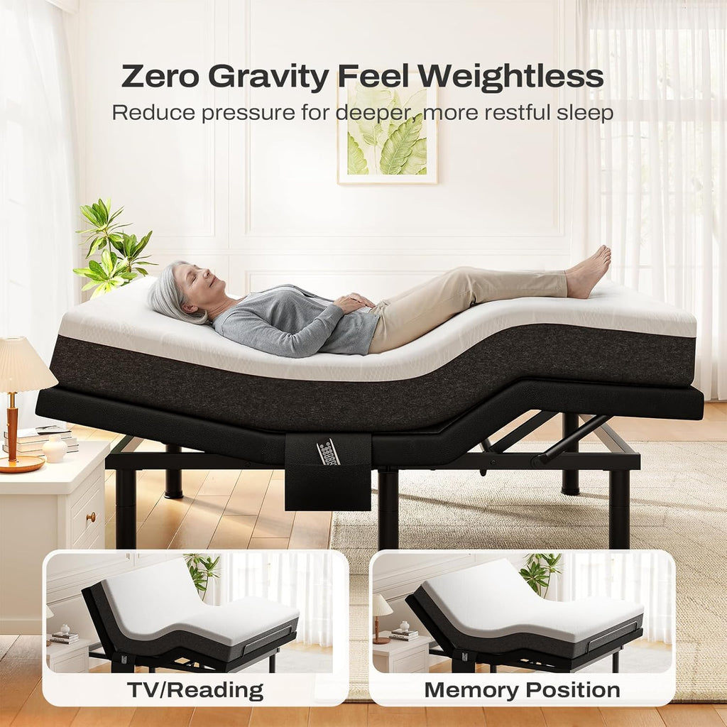 Queen Adjustable Bed Frame with Massage and Head & Foot Incline