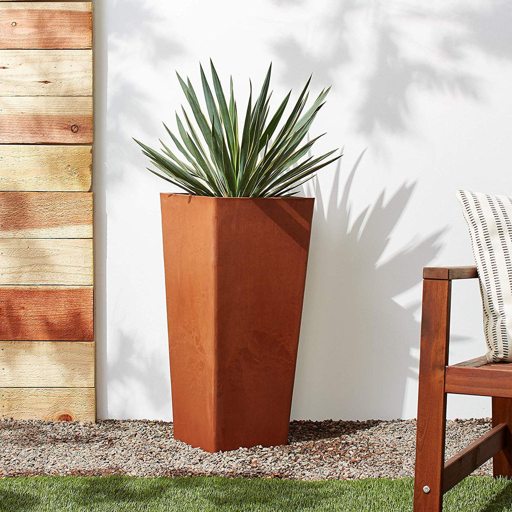 PSW UFH41TC Contemporary Tall Square Planter, 16 by 16 by 32", Terra Cotta Color