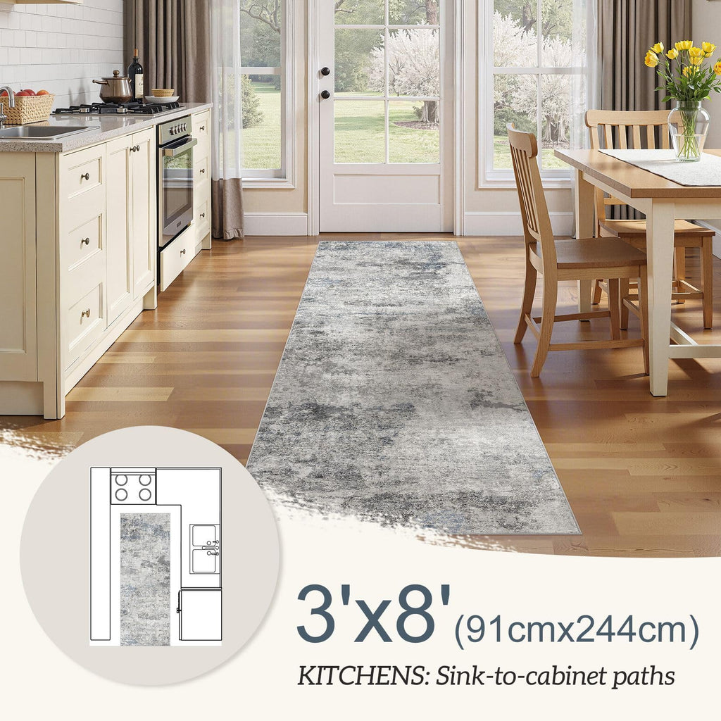 Washable Runner Rug Abstract Soft Carpet Runner