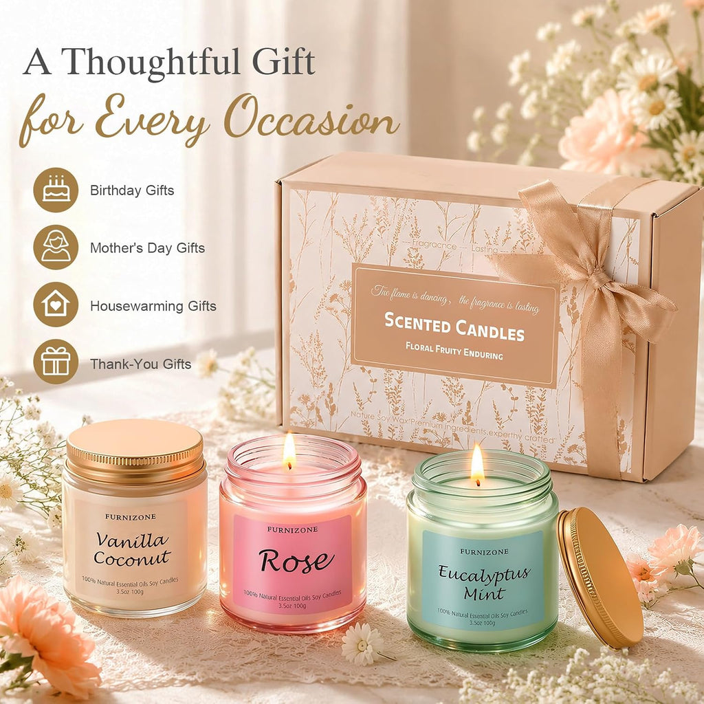 Candles Scented, 6 Pack Soy Wax Aromatherapy Gift Set for Women - Set of 6