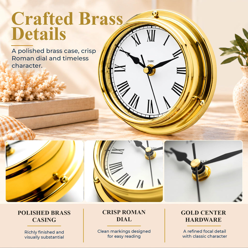 Classic Brass Roman Wall Clock, Heavy Lacquered Brass (1/2kg), Qaulity Timepiece for Any Home Decor, Great Gift