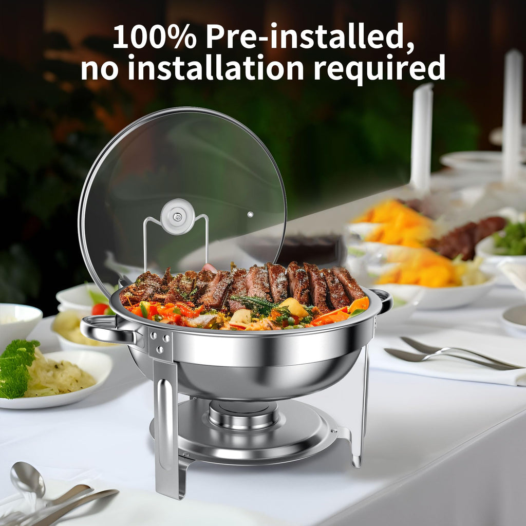Chafing Dishes for Buffet Set: Round Catering Food Warmer with Lids