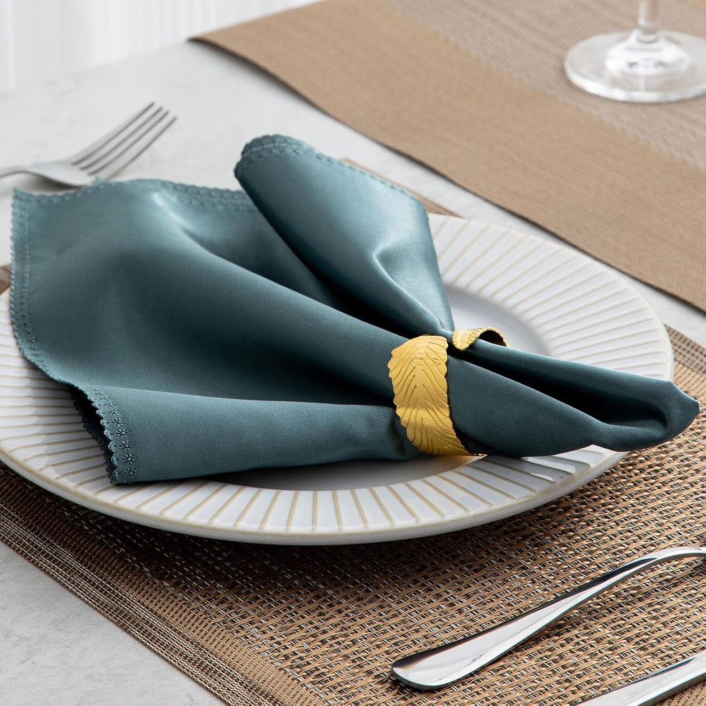 Gold Leaf Napkin Rings, Metal Leaves Napkin Ring - Set of 8