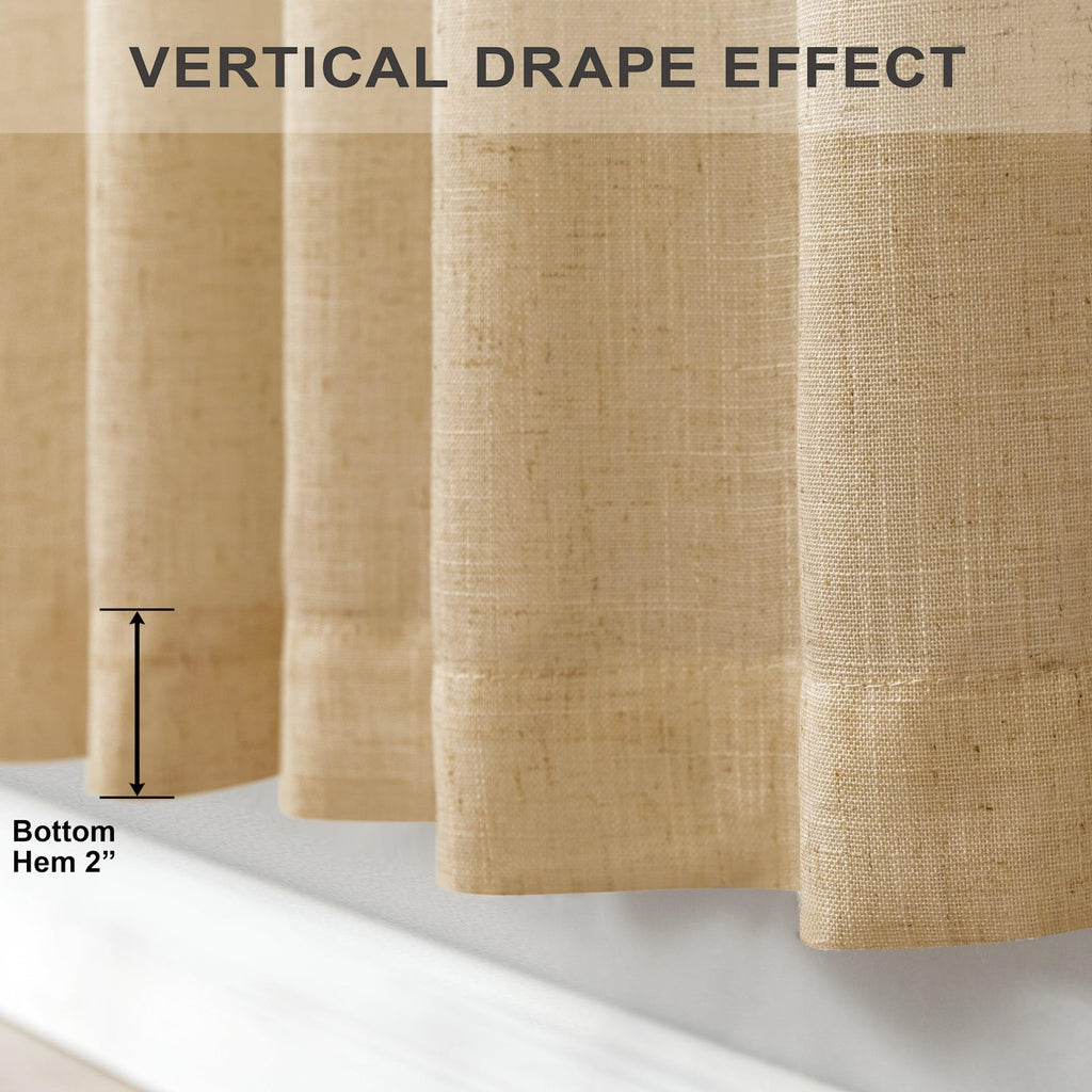 Tan Brown Linen Curtains 108 Inches Long 2 Panel Back Tab Pocket Cloth Canvas Semi Privacy Sand Colored Curtain Patio
