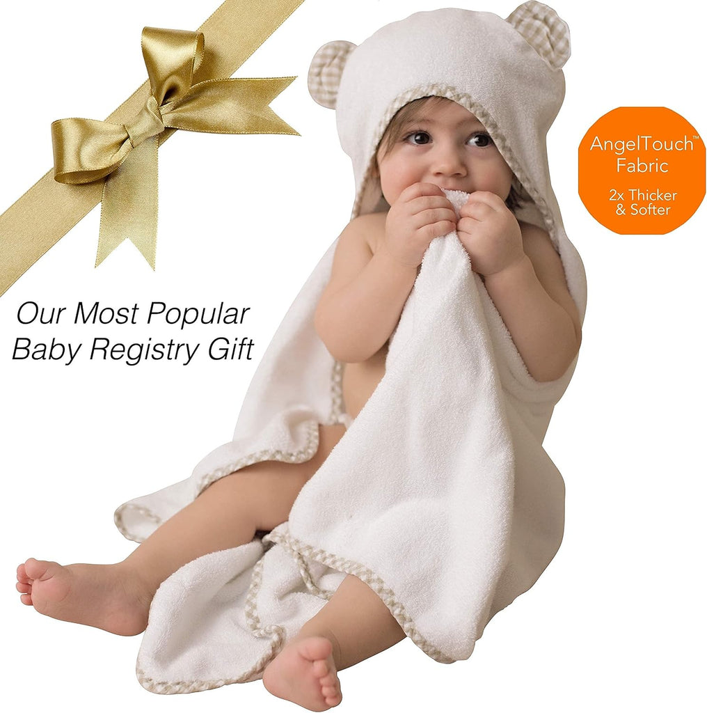 Premium Organic Baby Towel Set - Soft Viscose Bamboo Hooded Towel & Washcloth - Girl & Boy Bath Essentials