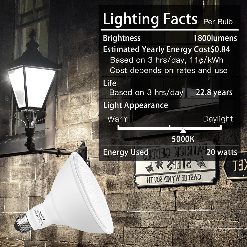 Par38 LED Dusk to Dawn Flood Light Bulbs Outdoor,20W Replace up to 200W,1800LM,E26 Base Outdoor Flood Light Bulbs