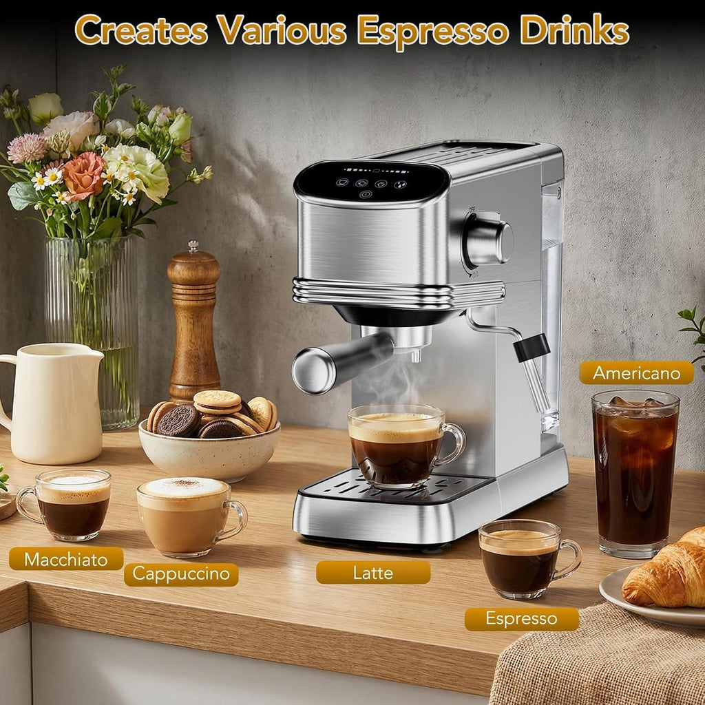 Espresso Machine Stainless Coffee Machine with Milk Frother