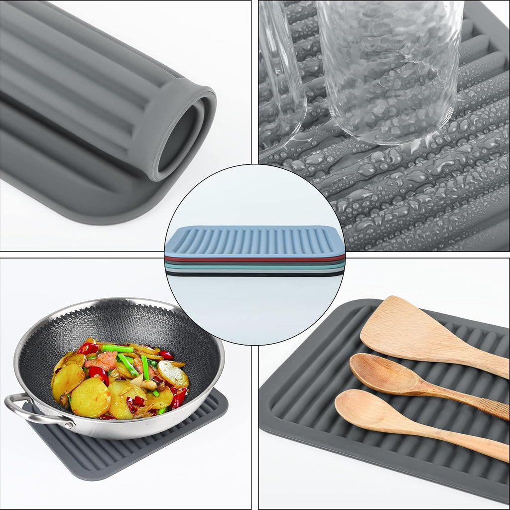 Silicone Trivet Mat for Hot Pots and Pans, Heat Resistant Silicone Mat, Multipurpose Trivets Mats, Flexible Durable