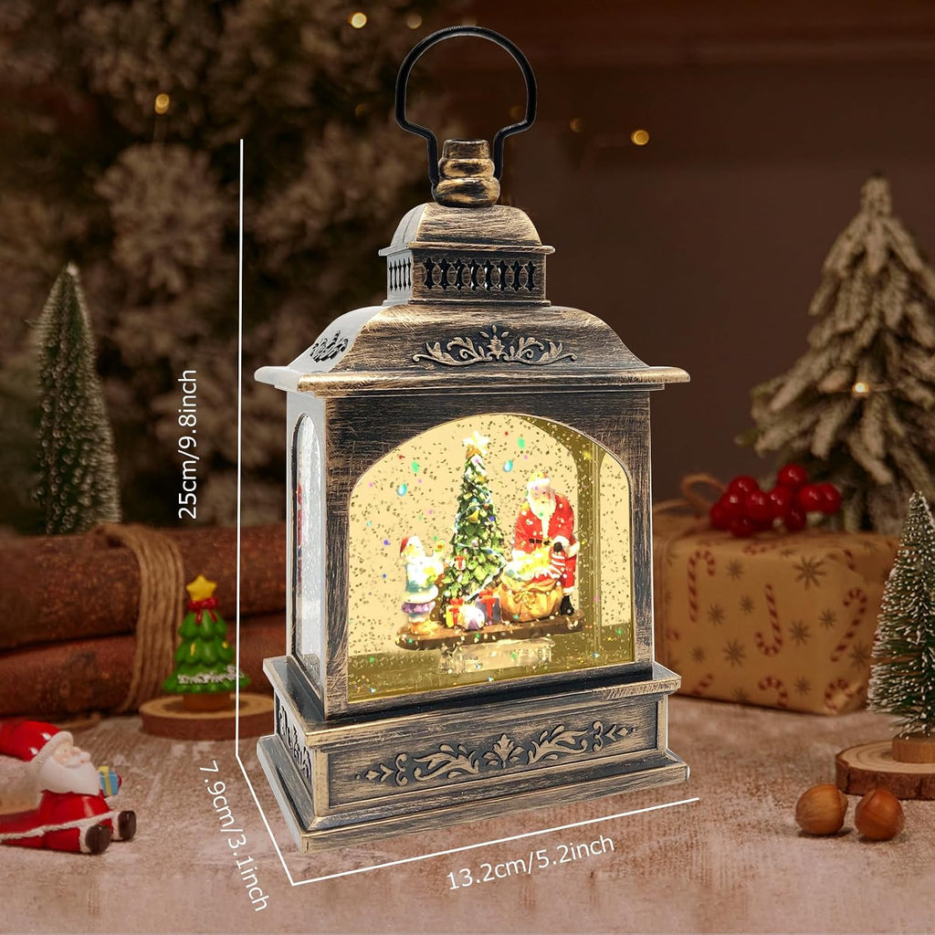 Christmas Snow Globe Lantern Musical with 6H Timer,Stars Projection,Santa Christmas Tree Lighted Scene Snow Globes