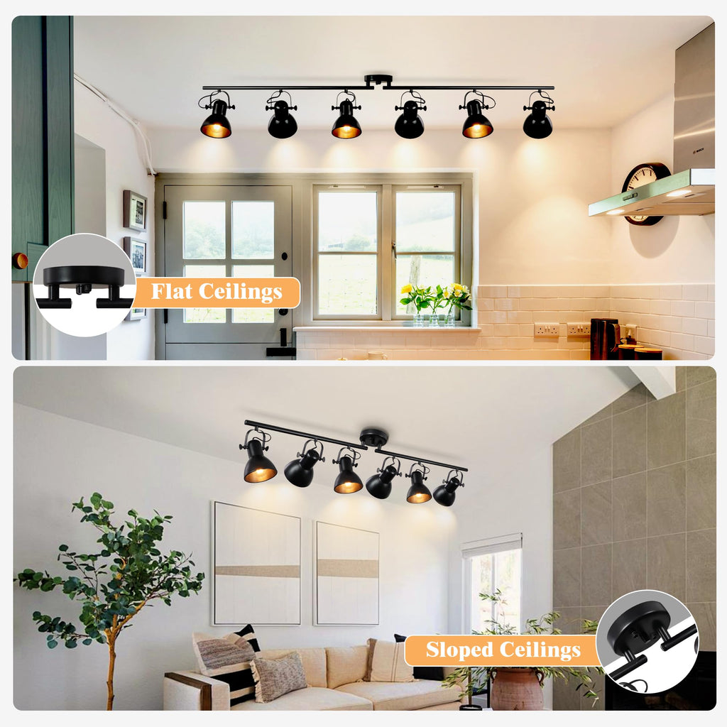 Kitchen Track Lighting Rotatable Heads for Farmhouse Island