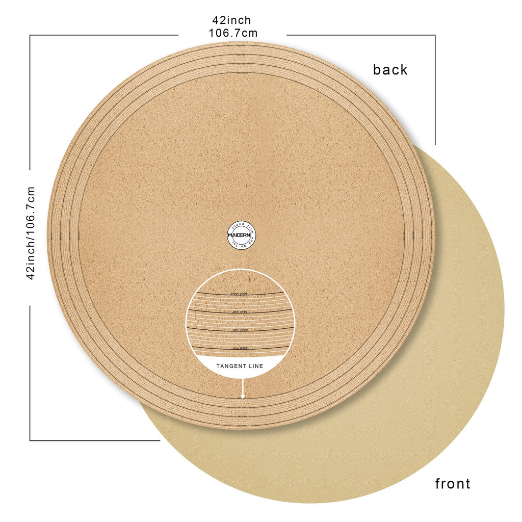 42 Inch Round Cork & Leather Table Pad Protector, Cuttable Size (36-42 Inch), Trimmable Dining Table Mat, Heat
