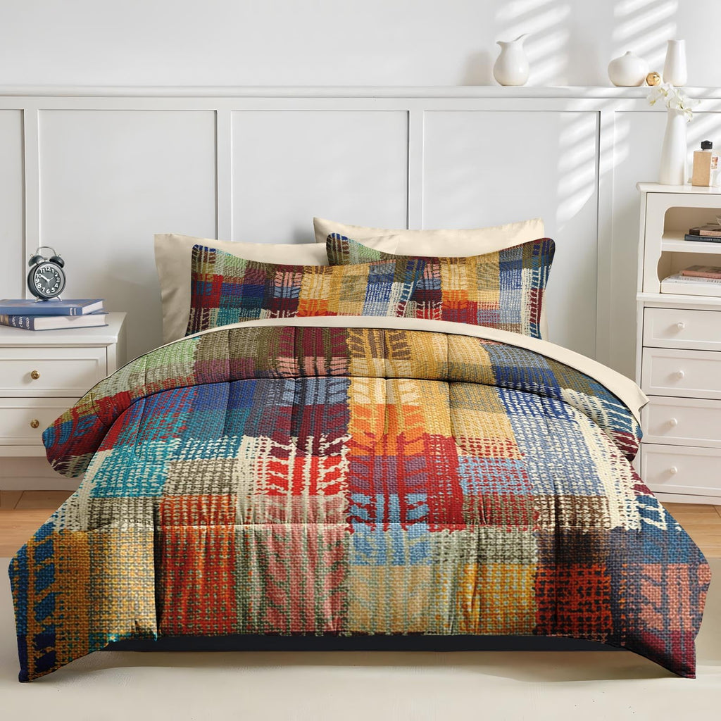Twin Comforter Set with Sheets, 5 Pieces Boho Vintage Bedding