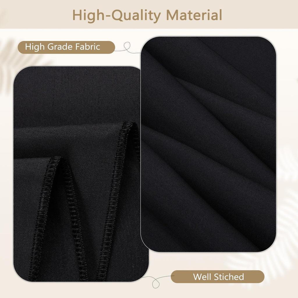 90 Inch Black Round Tablecloths for 36"-72" Table, 8 Pack