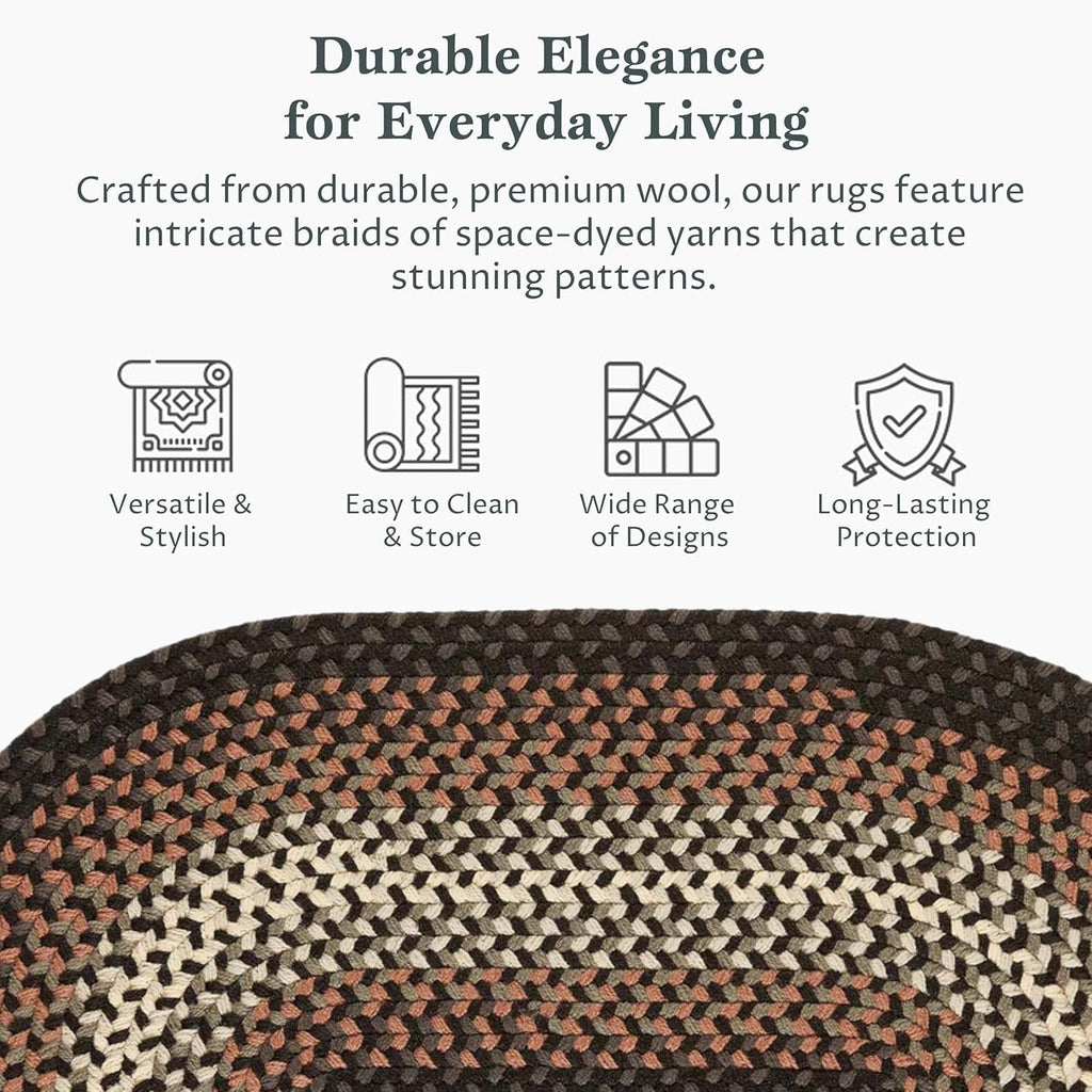 Tranquility TQ82 Black 2' x 3' Oval - Braided Area Rug, Home Decor, Floor Mat or Bedroom Rug - Easy Care, Ideal for