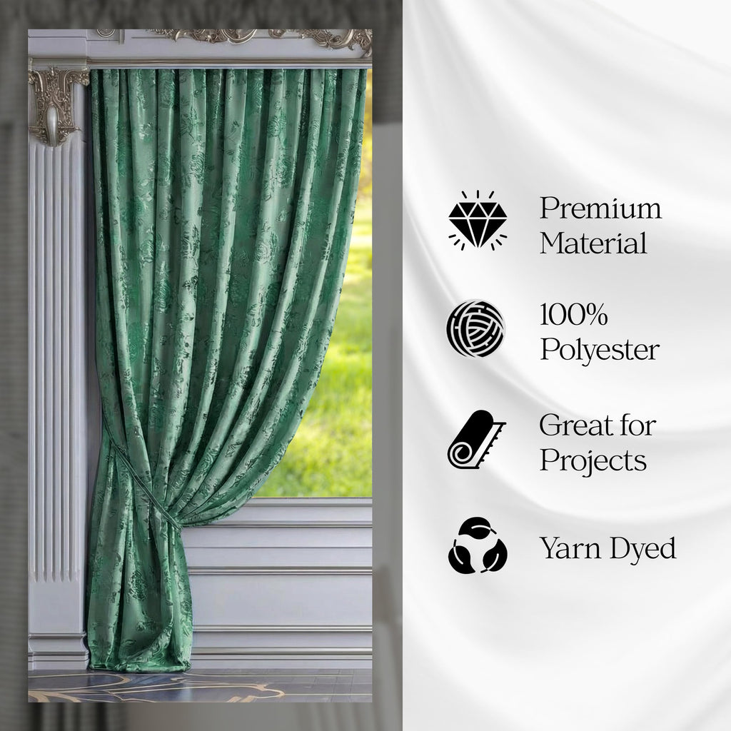 Sage Satin Brocade Jacquard Fabric by The Yard - Woven Floral Fabric, Luxurious Sheen, Lightweight and Crisp Drape