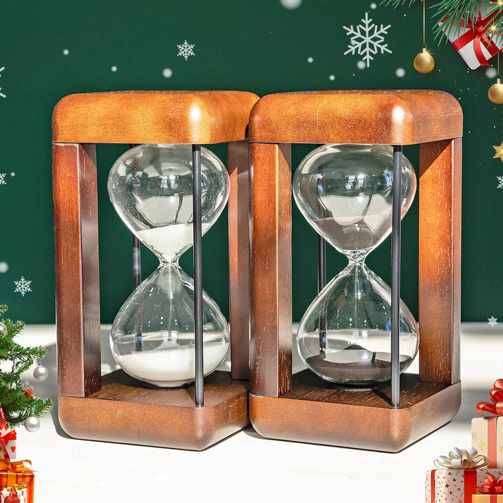 Large Premium Walnut Hourglass,60 Minutes Sand Timers,Hour Glass with Sand Timer for Gift,Hourglass Decor