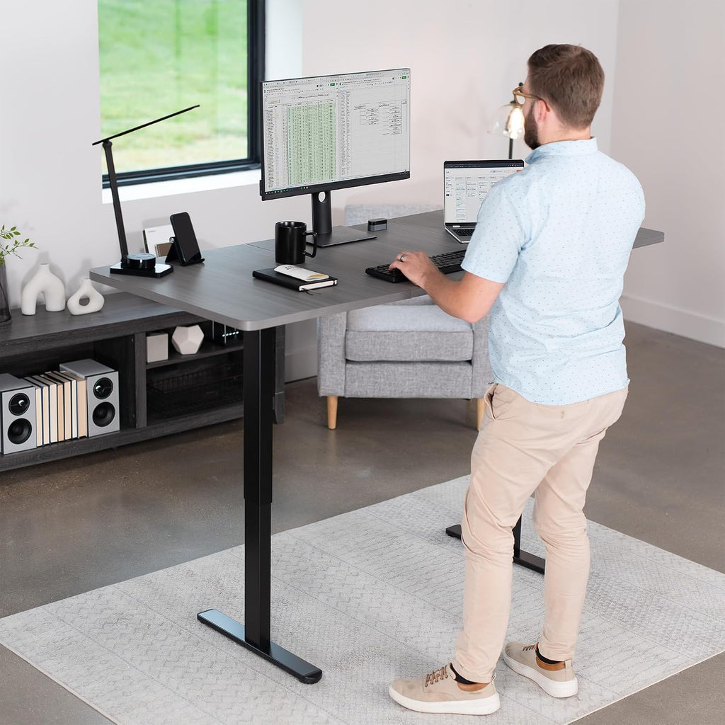 Dark Gray 71 x 30 in Standing Desk, DESK-KIT-0B7G | Electric, Holds 154 lbs, Sit Stand, Height Adjustable, Extra Deep