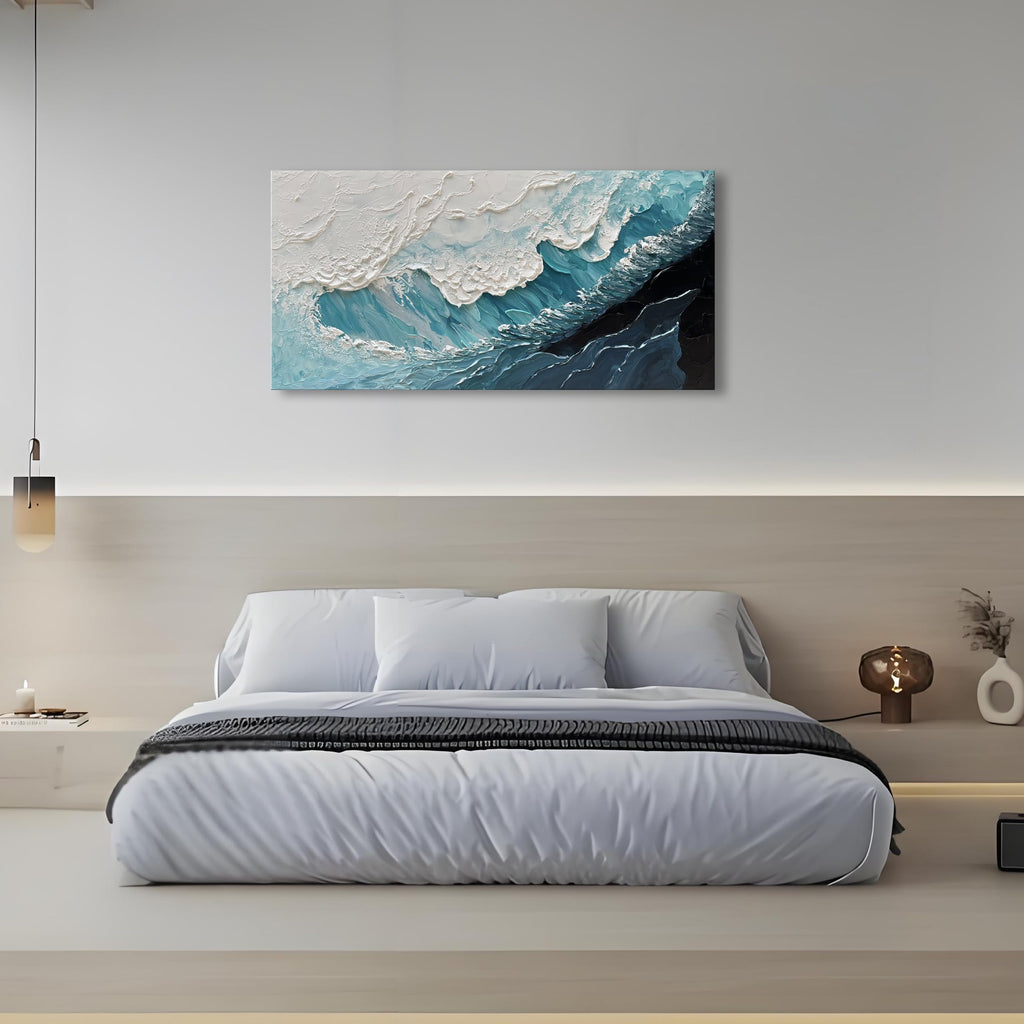 Art 30x60 Inches Blue Thick Texture Abstract | Casa Home Living