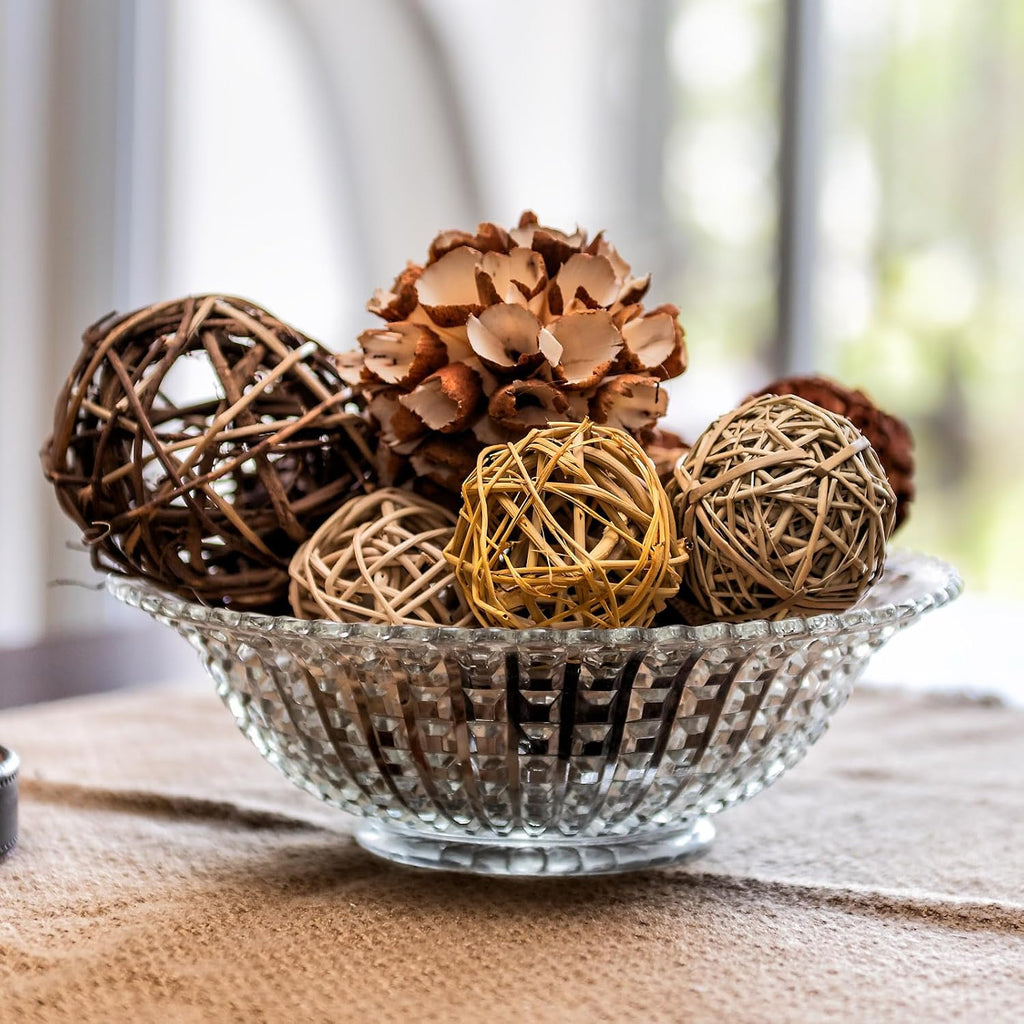 Wicker Rattan Balls, 2inch Wood Decorative Balls Vase Fillers for Centerpiece Bowl Orbs Fillers Tree Wedding - Set of 15