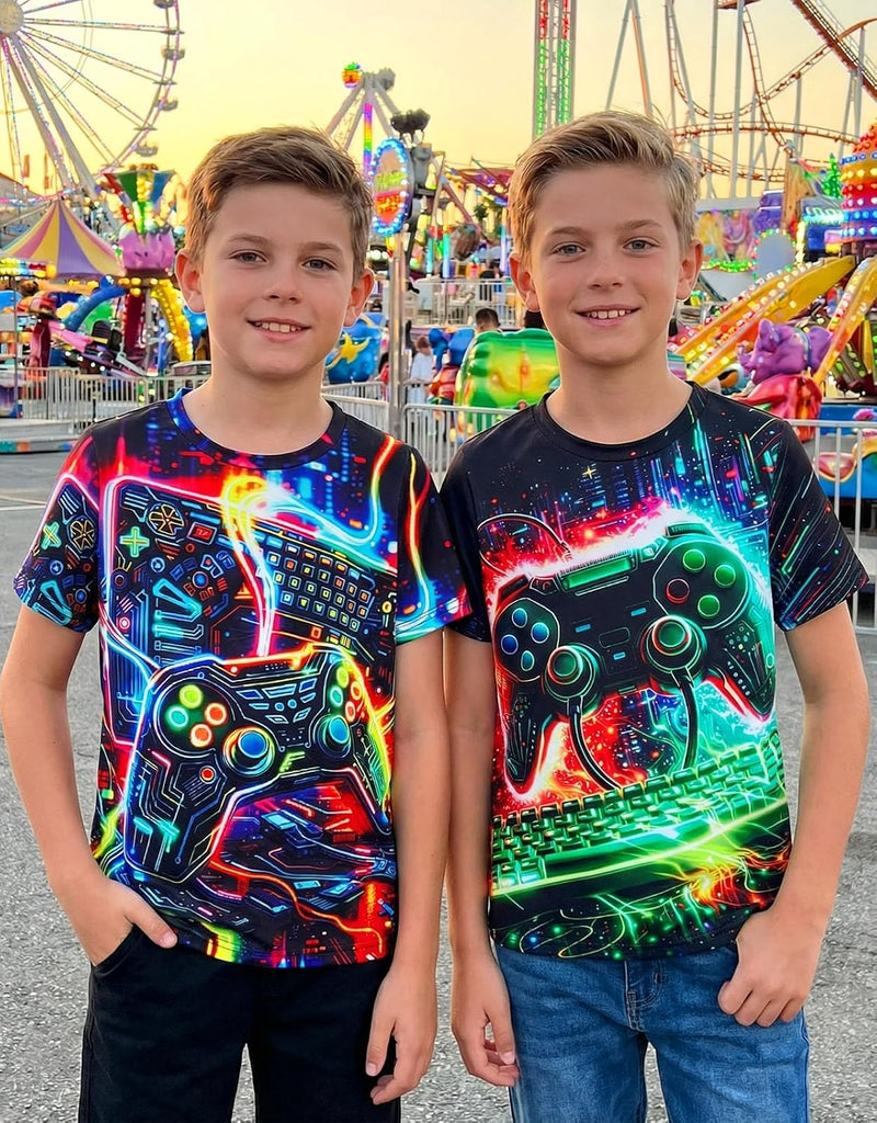 Boys Shirts 2 Pack 3D Graphic T Shirts Short Sleeve