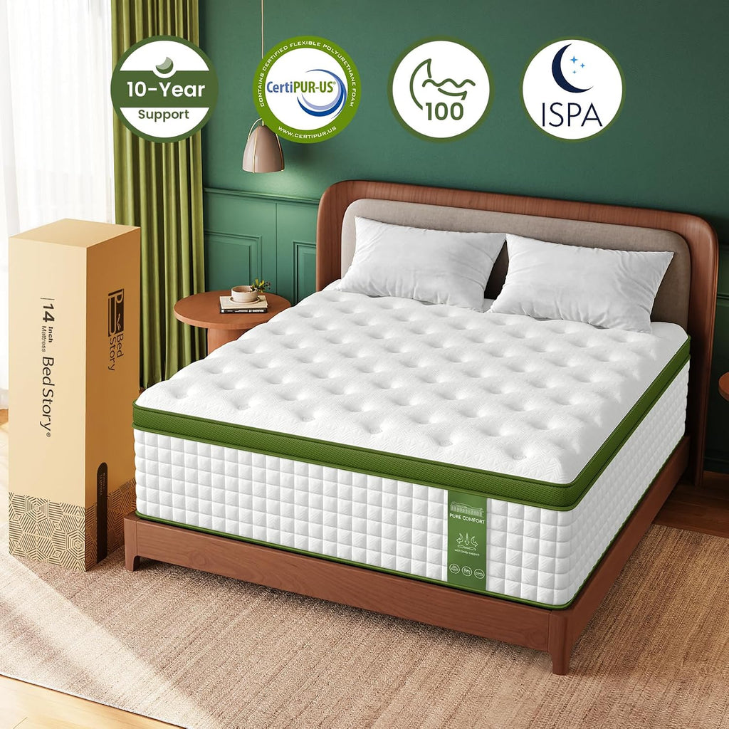 Medium Firm Cal King Mattress 13 Inch, Hotel Collection Hybrid Mattresses -Targeted Lumbar & Shoulder Support for