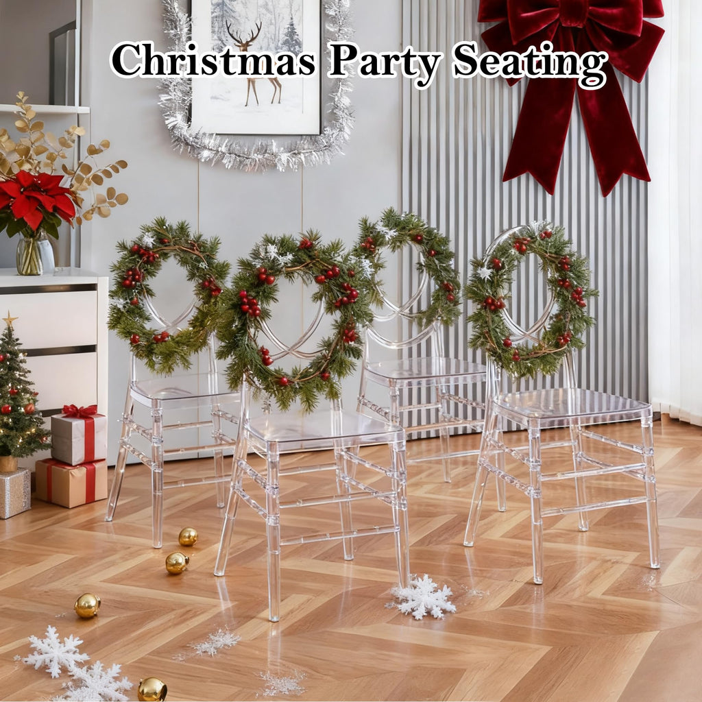 Clear Acrylic Ballroom Chairs, Modern Dining Chairs Set of 12, Accent Event Ghost Chairs for Wedding Party Event