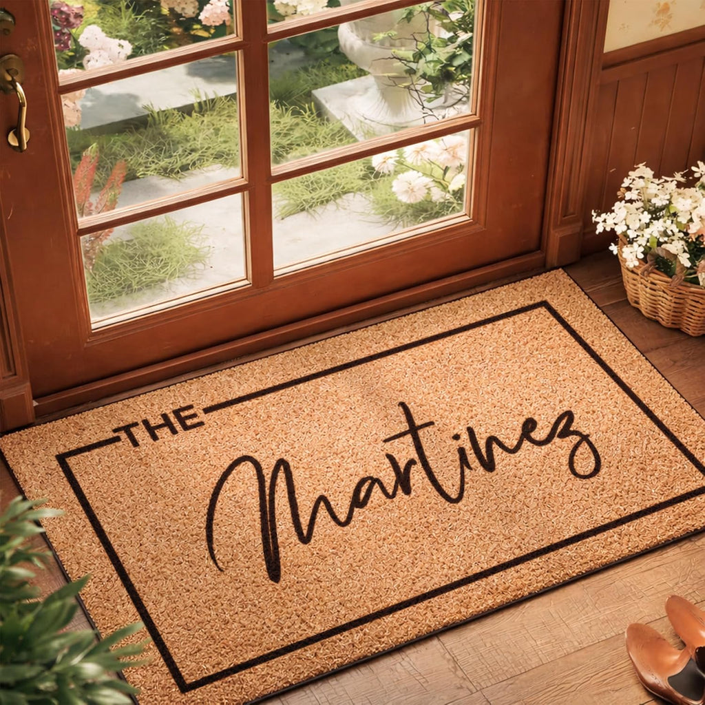 Personalized Doormat with Family Name - Custom Coir Welcome Mat, Monogram Front Door Mat, 10 Designs, 3 Sizes