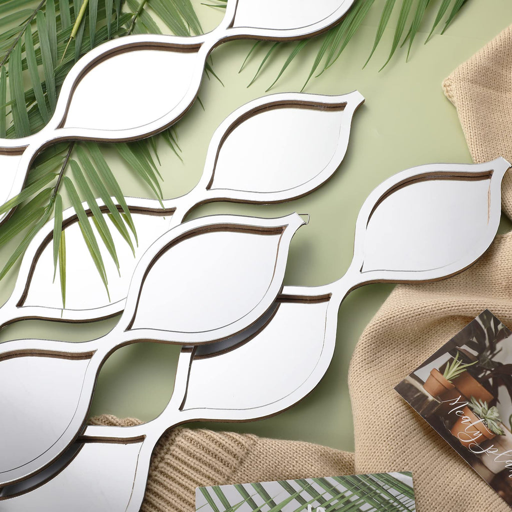 4 Pcs Teardrop Mirror Wall Art Decorative Mirror Wall Decor, Silver