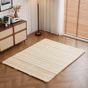 Solid Wood Breathable Floor Wooden Bed Frame, Queen, 80"x60"x1.18"