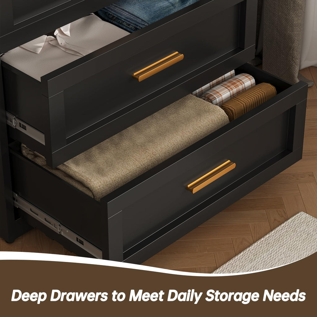 Black 4 Drawer Metal Dresser, Chest of Drawers for Closet, Bedroom Tall Dressers with Drawers, Metal Dressers &
