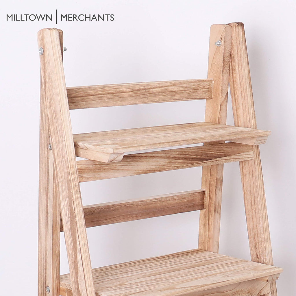 Ladder Shelf - Distressed Bookshelf - Rustic Ladder Bookshelf (Driftwood)