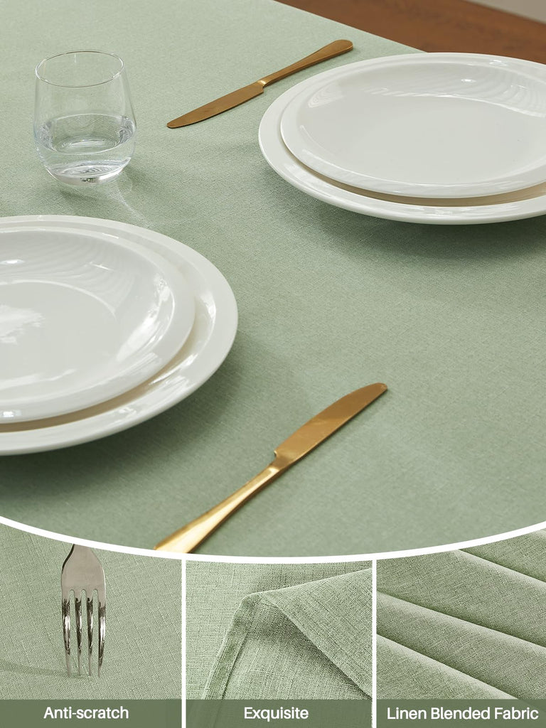 Textured Linen Rectangle Table Cloth, Sage Green, 60 x 120 Inch
