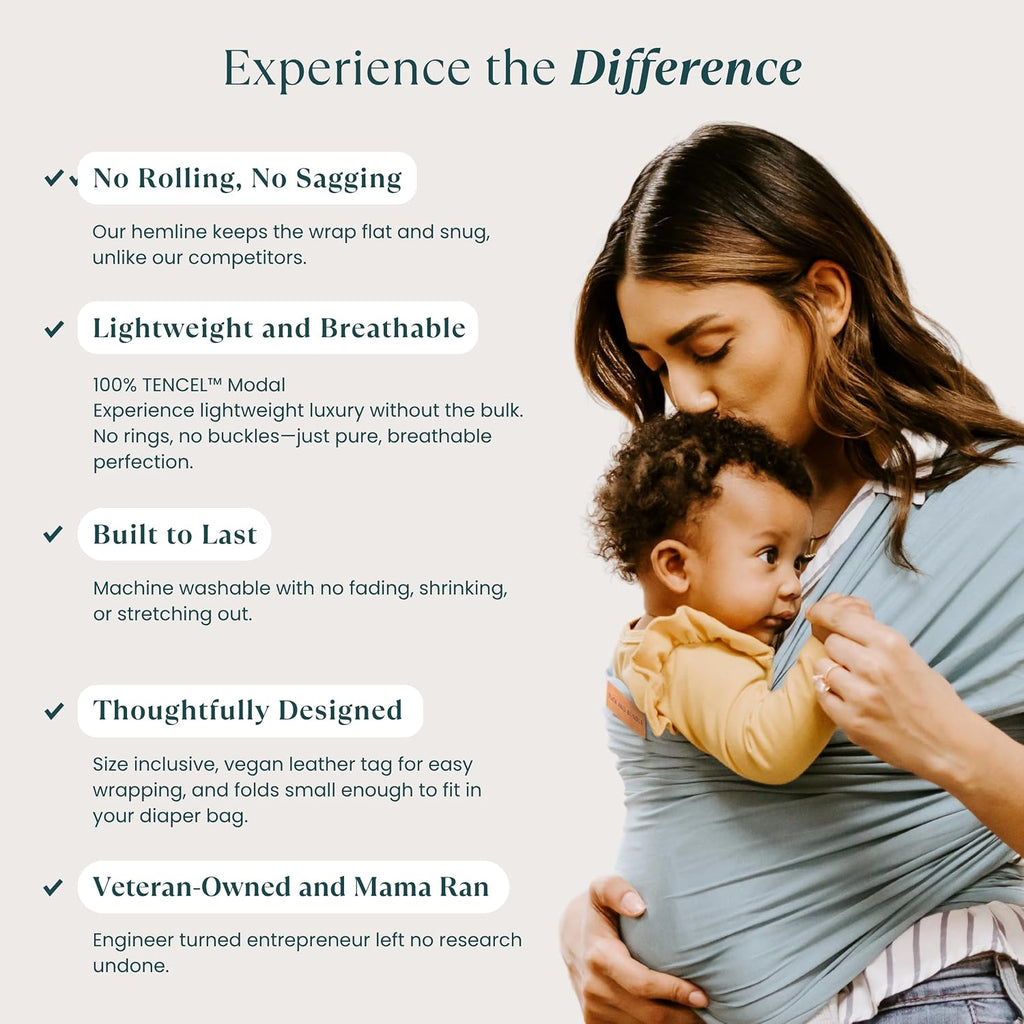 Buttery-Soft Baby Wrap Carrier Newborn to Toddler 8-35 lbs, 100% Tencel Modal Lightweight Breathable Infant Sling