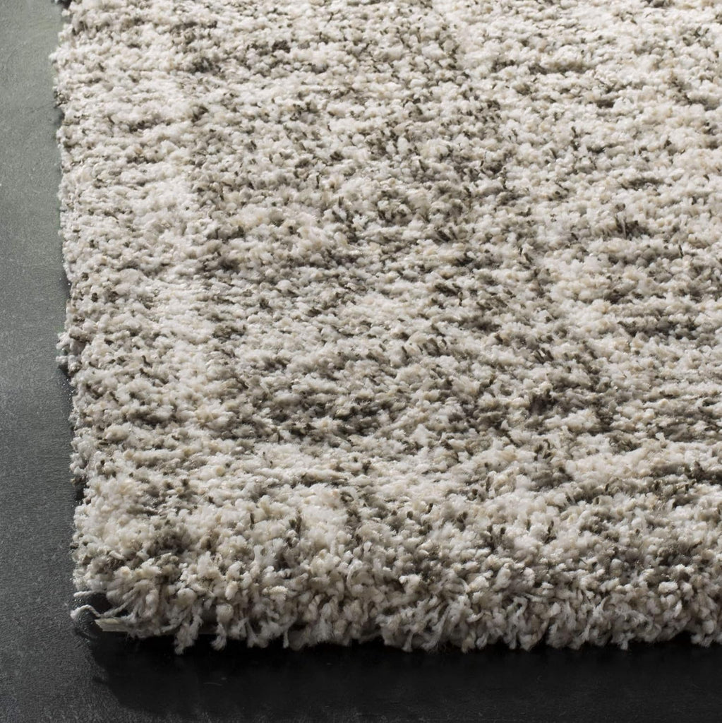 Hudson Shag Collection Area Rug - 3' Square, Ivory & Grey, Moroccan Design, Non-Shedding & Easy Care, 2-inch Thick