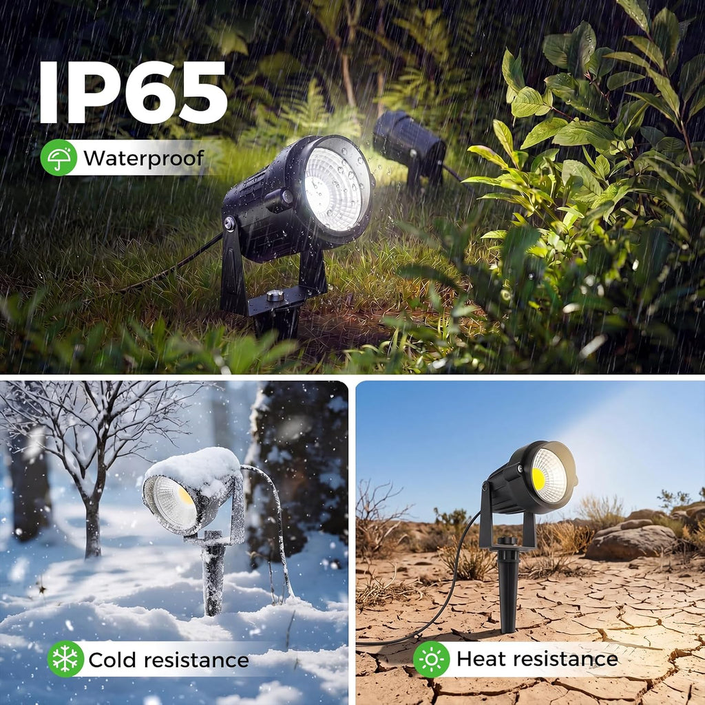 2 Pack Outdoor Spot Lights, 5W LED Landscape Spotlights Lighting with Spiked Stand Waterproof for Yard, Garden, Lawn