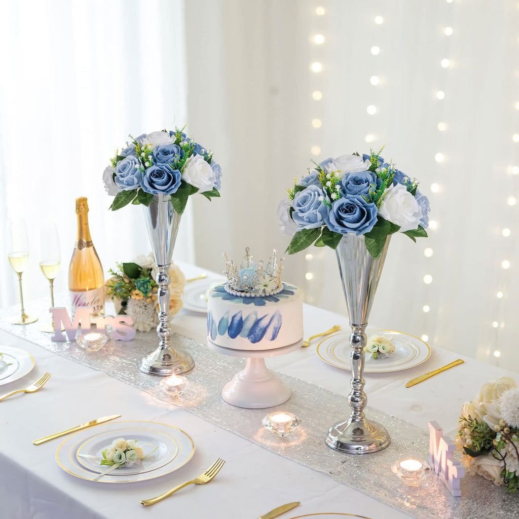 Artificial Silk Flower Ball, Wedding Centerpiece, Dusty Blue, 6Pcs