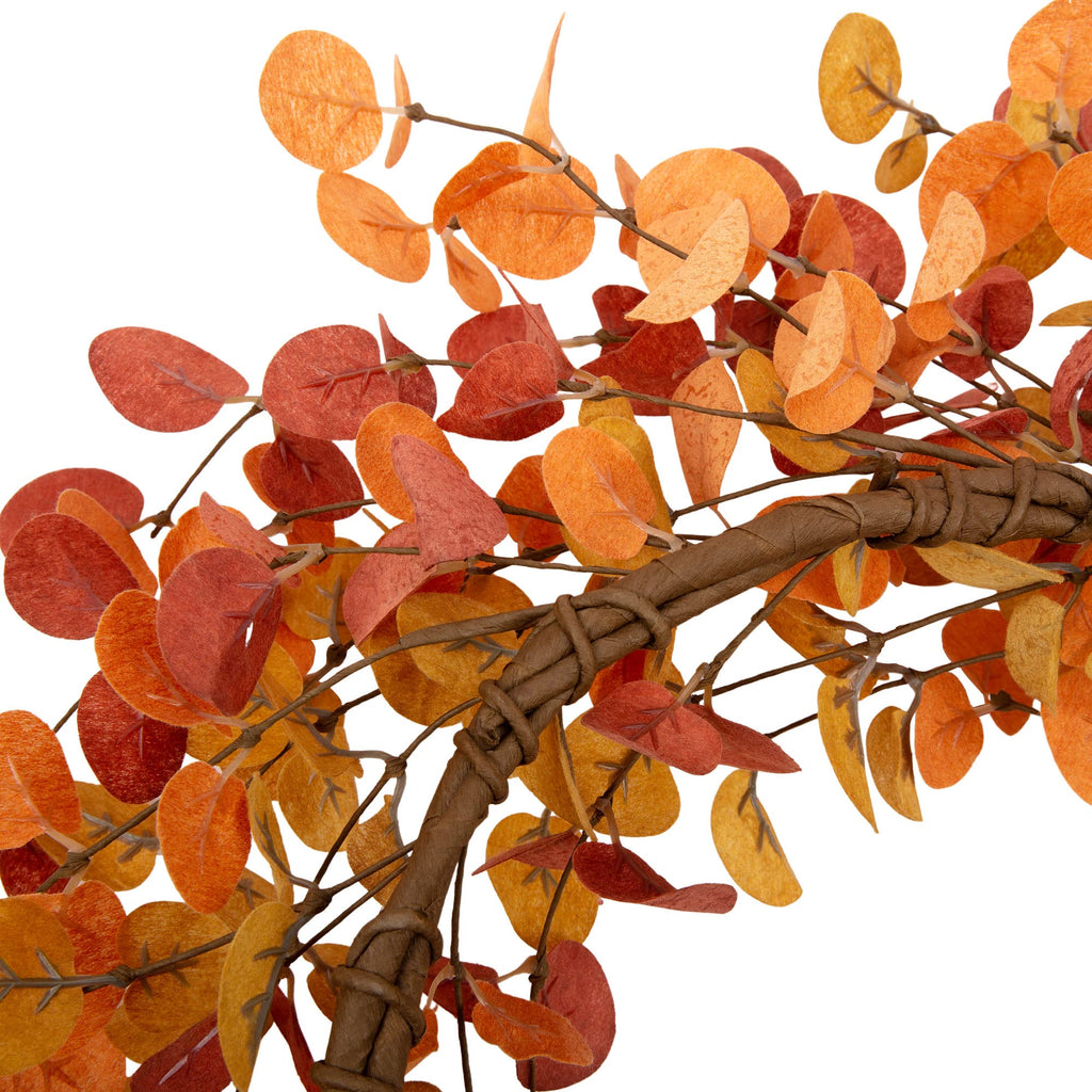 18 Inch Eucalyptus Leaves Fall Wreath - Artificial Autumn Farmhouse Wreath for Front Door, Home Wall and Window