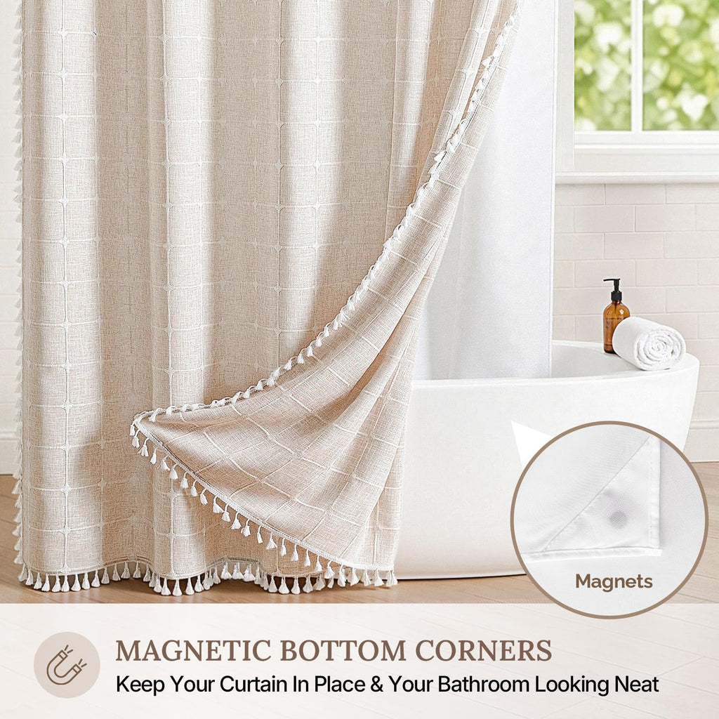 RiverDream Farmhouse No Hooks with Snap-in Liner, Linen, 71x74