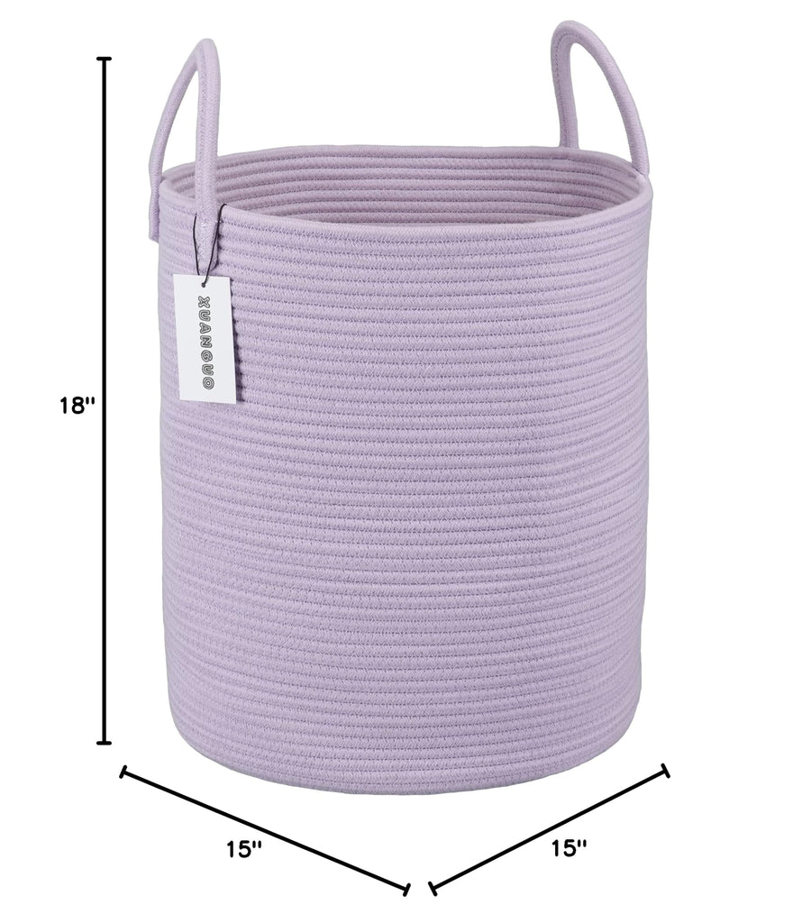 Rope Laundry Basket Hamper for Clothes Large Purple or Lavender
